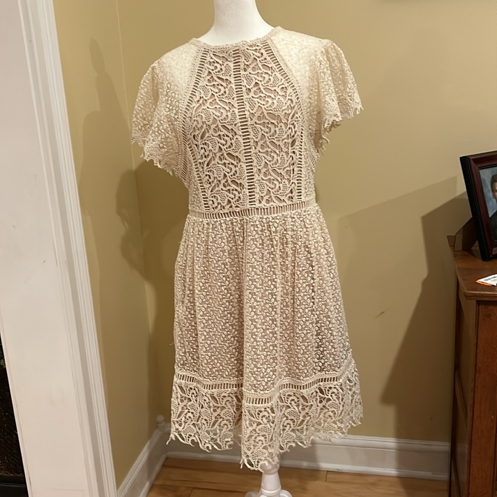 NWT Ranna Gill Anthropologie Women’s Ivory Lace Dress